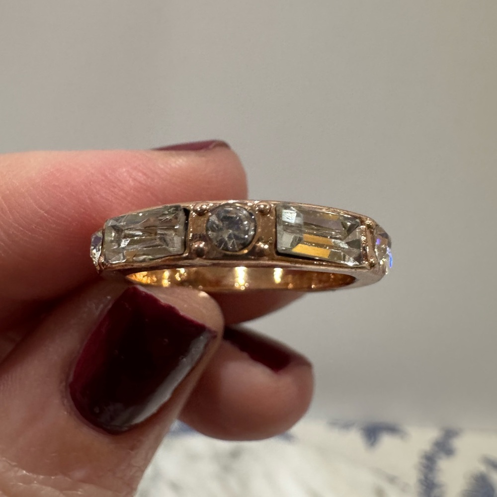 Gold tone and rose gold tone and rhinestone Stacking Ring Set - Picture 5 of 12